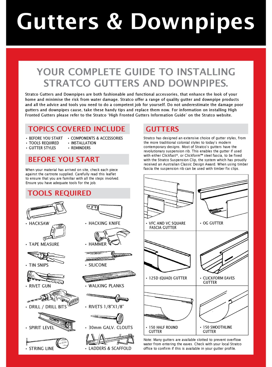 STRATCO GUTTERS INSTALLATION MANUAL Pdf Download ManualsLib