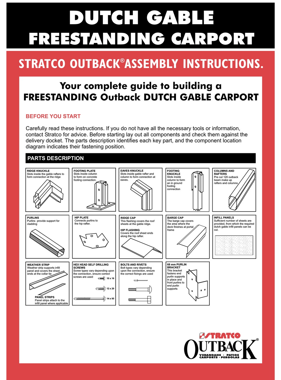 Stratco Dutch Gable Assembly Instructions Manual Pdf Download Manualslib
