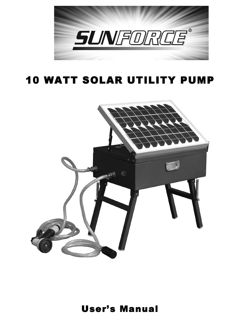 SUNFORCE 10 WATT SOLAR UTILITY PUMP USER MANUAL Pdf Download ManualsLib