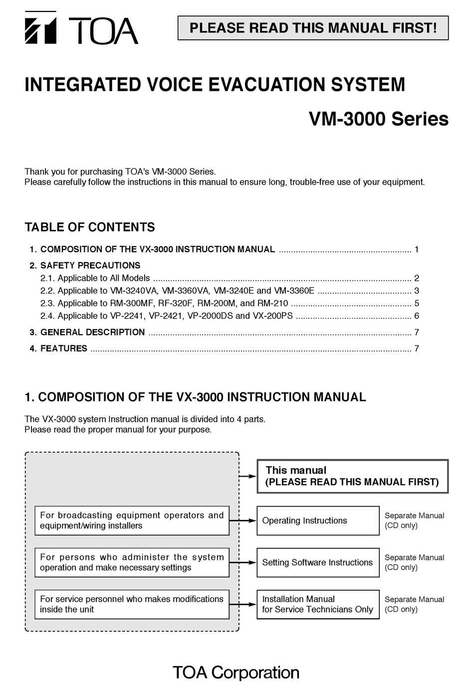 Toa Vm 3000 Series Instruction Manual Pdf Download Manualslib