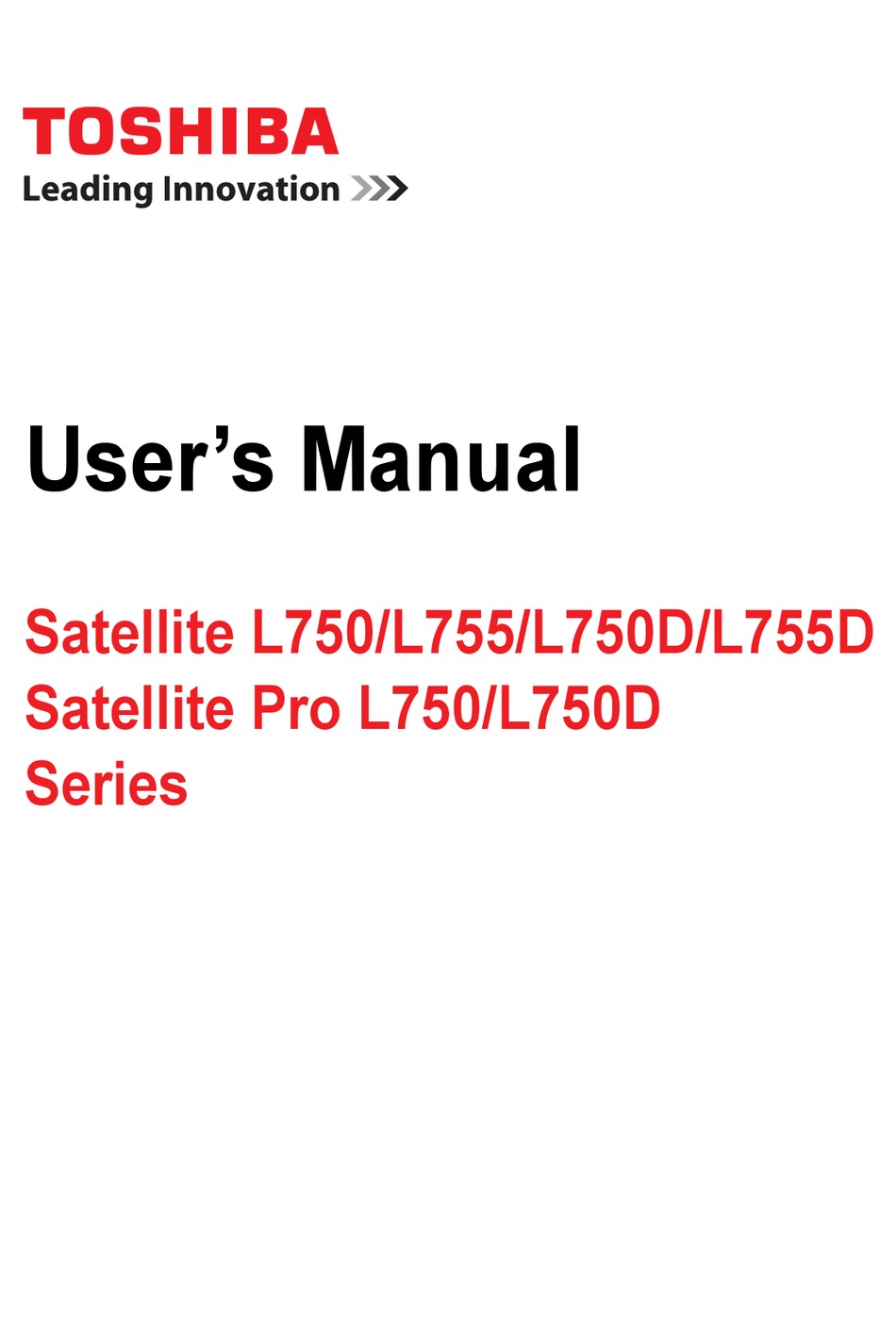 Toshiba Satellite L750 Series User Manual Pdf Download Manualslib