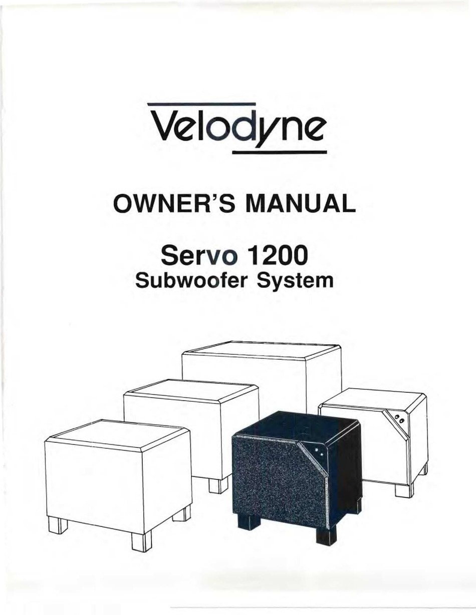 VELODYNE SERVO 1200 OWNER'S MANUAL Pdf 