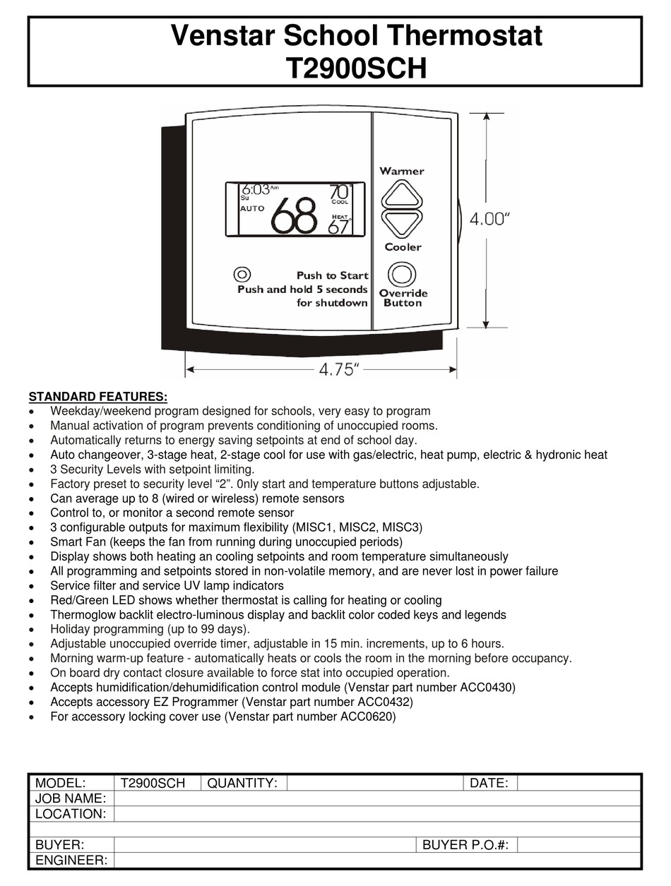 VENSTAR T2900SCH SPECIFICATION Pdf Download | ManualsLib