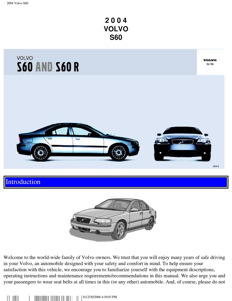 VOLVO S60 OWNER'S MANUAL Pdf Download ManualsLib