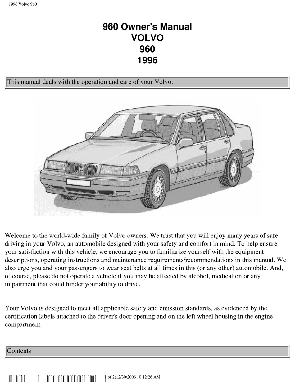 Volvo 960  owner's owners Manual 1994 book 