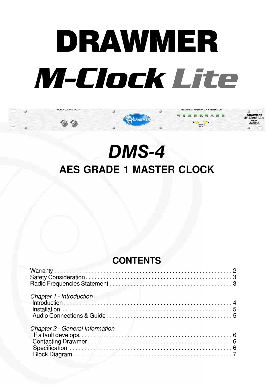 DRAWMER M CLOCK LITE DMS 4 OWNER S MANUAL Pdf Download ManualsLib