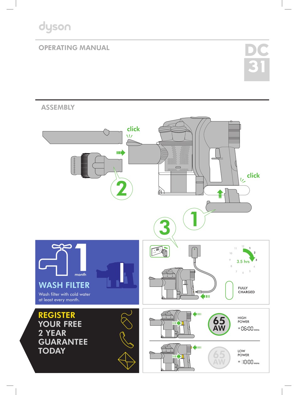 DYSON DC31 OPERATING MANUAL Pdf Download | ManualsLib