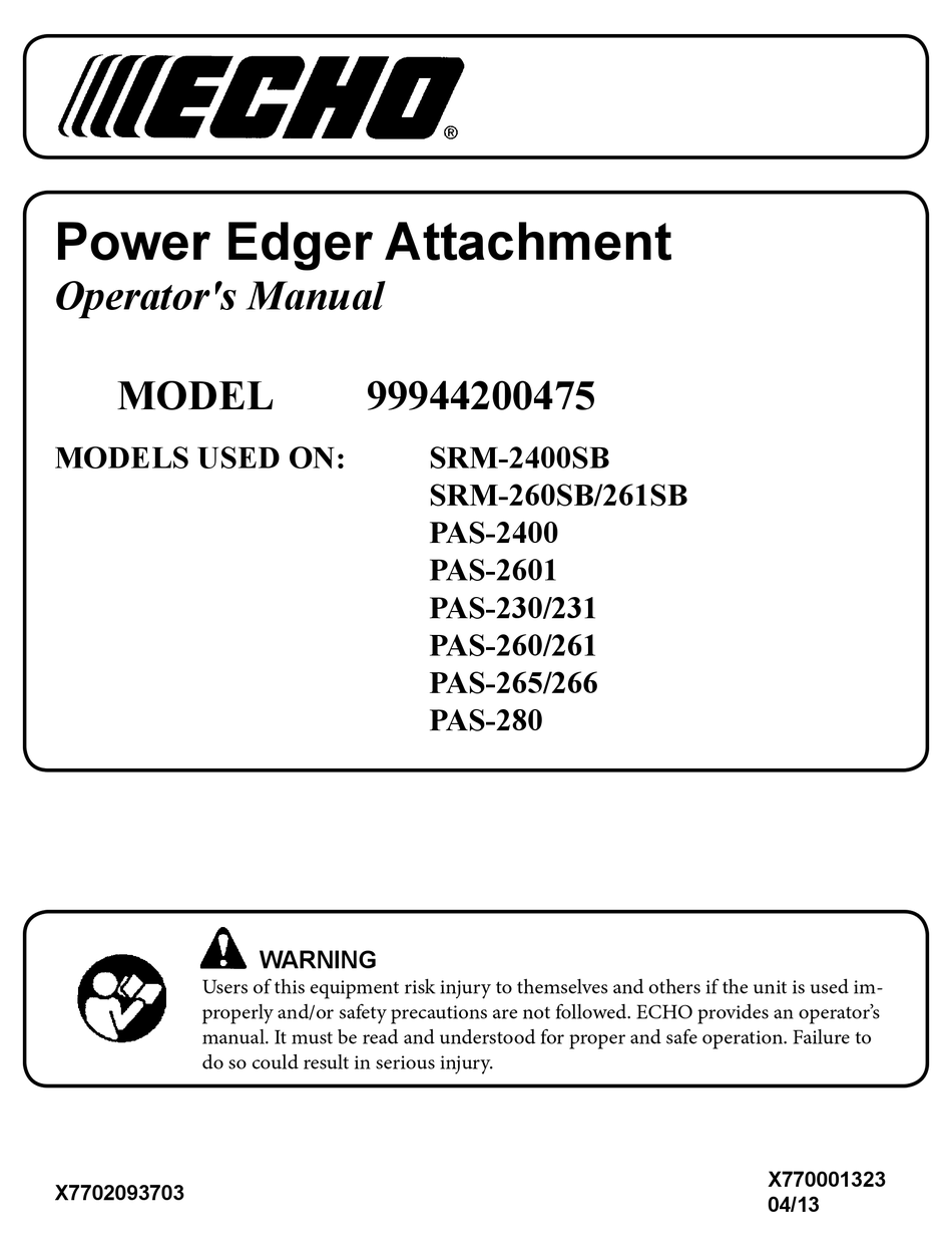 ECHO 99944200475 OPERATOR'S MANUAL Pdf Download | ManualsLib