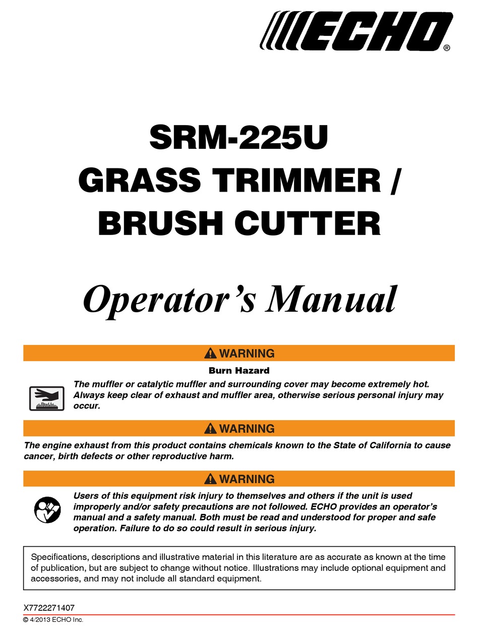 ECHO SRM225U OPERATOR