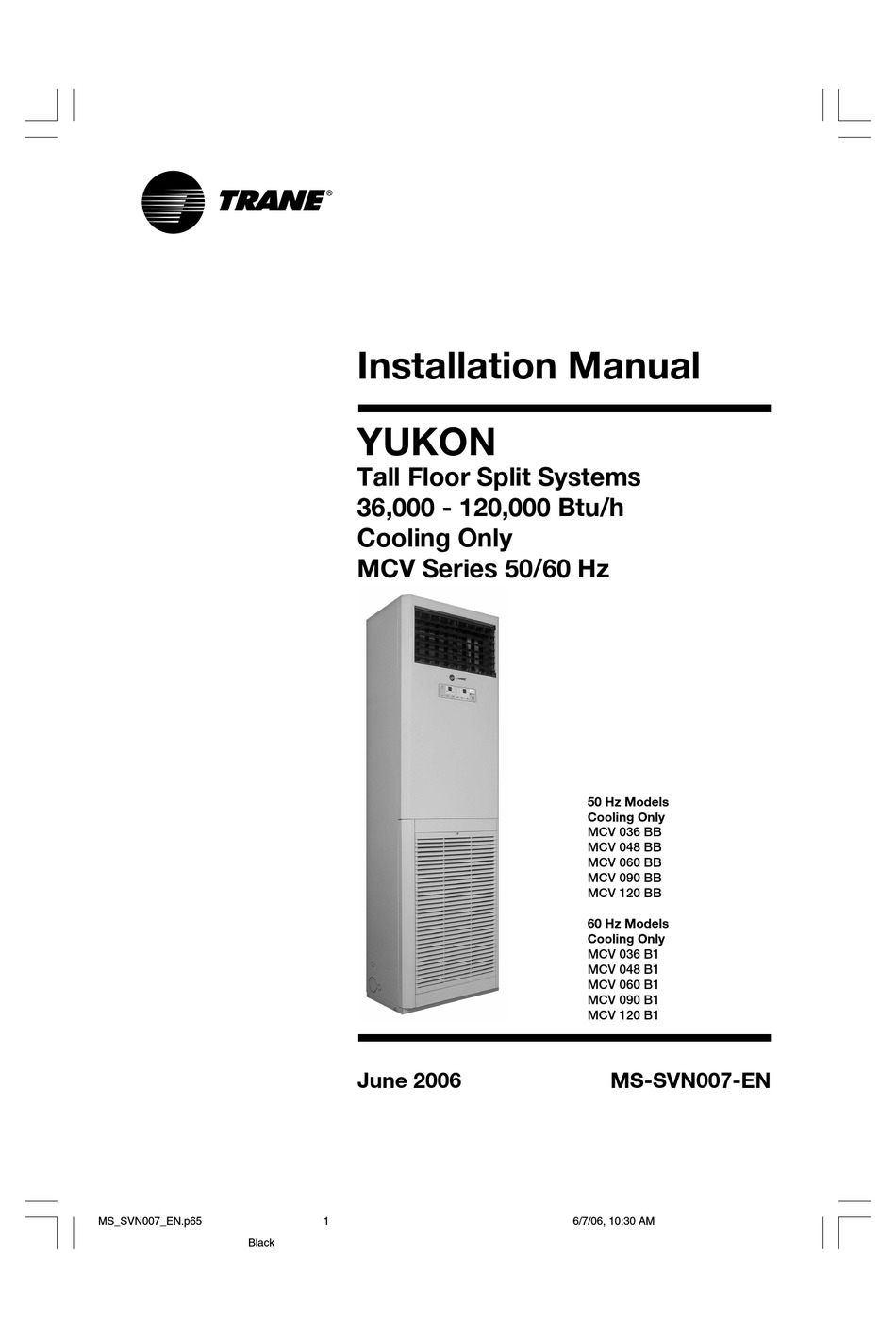 Trane Yukon Mcv Series Installation