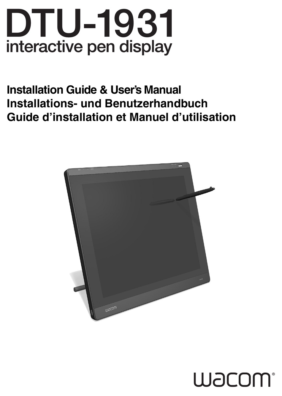 WACOM DTU-1931 INSTALLATION MANUAL & USER MANUAL Pdf Download | ManualsLib