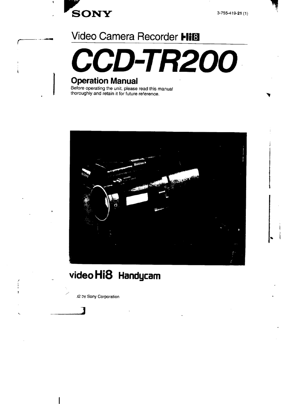 SONY HANDYCAM CCDTR200 OPERATION MANUAL Pdf Download ManualsLib