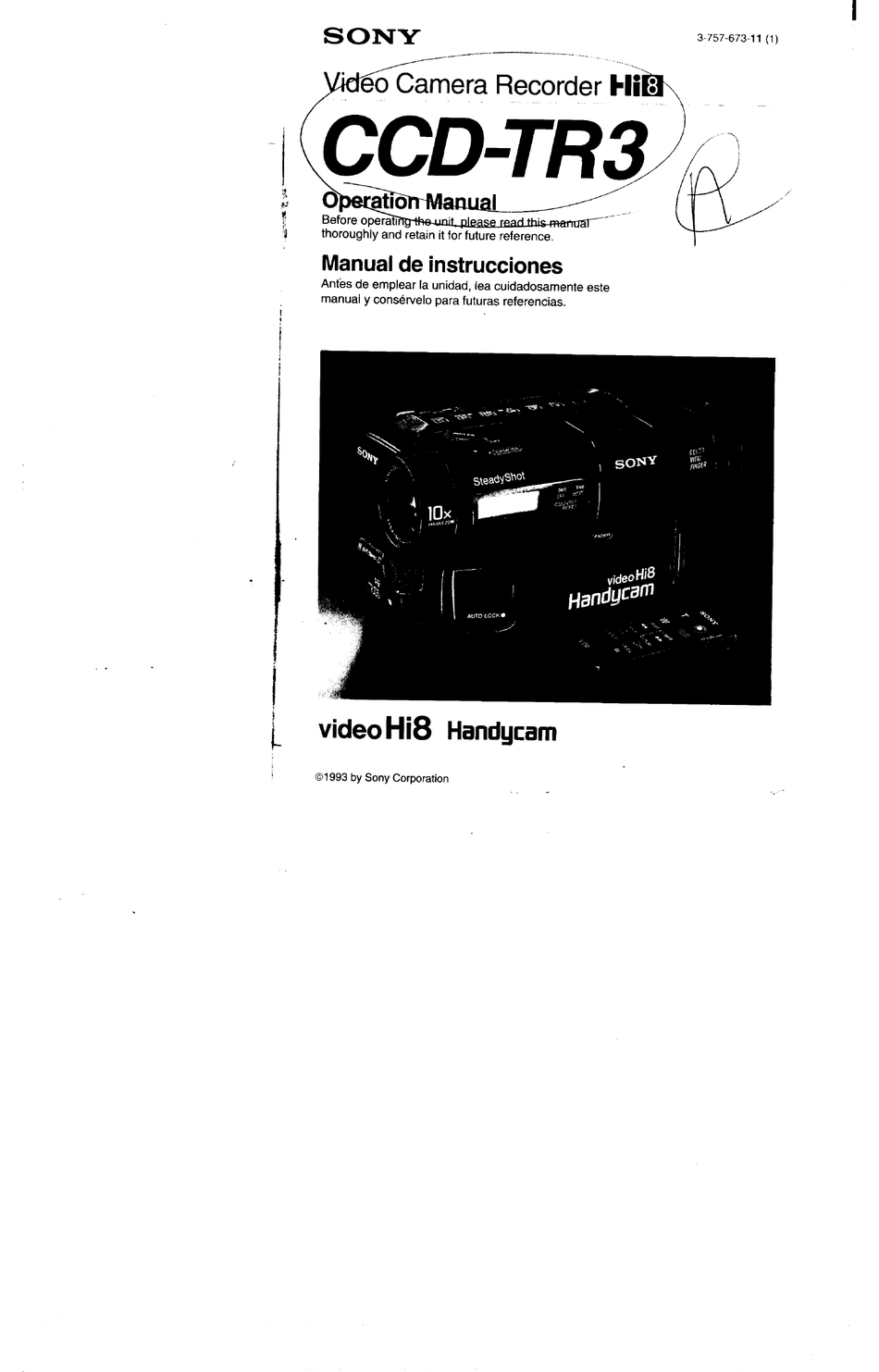 SONY HANDYCAM CCD-TR3 OPERATION MANUAL Pdf Download | ManualsLib