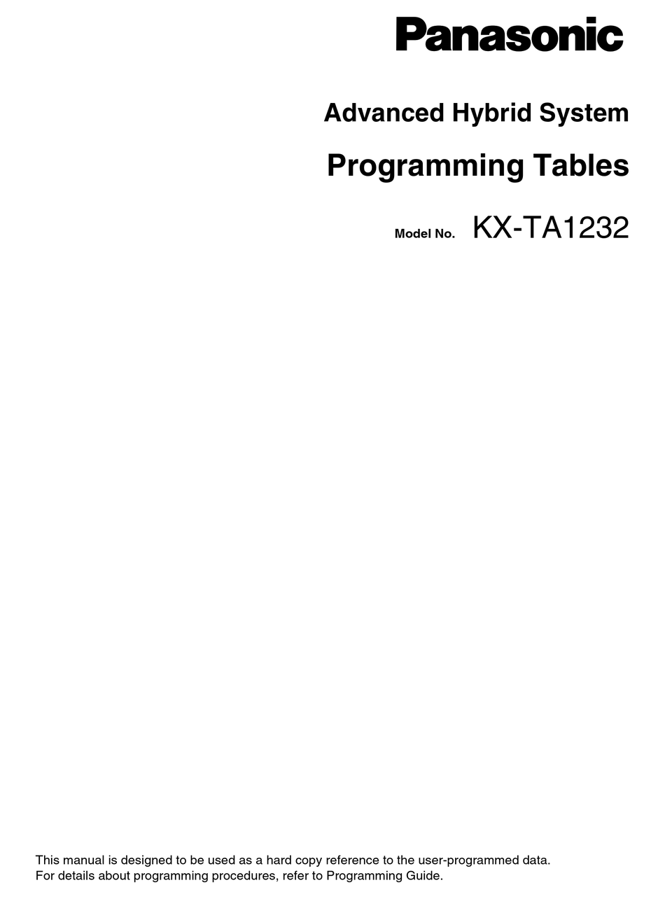 Panasonic Kx Ta1232 Programming Tables Pdf Download Manualslib Panasonic Kx Ta1232 Programming Tables Pdf Download Manualslib