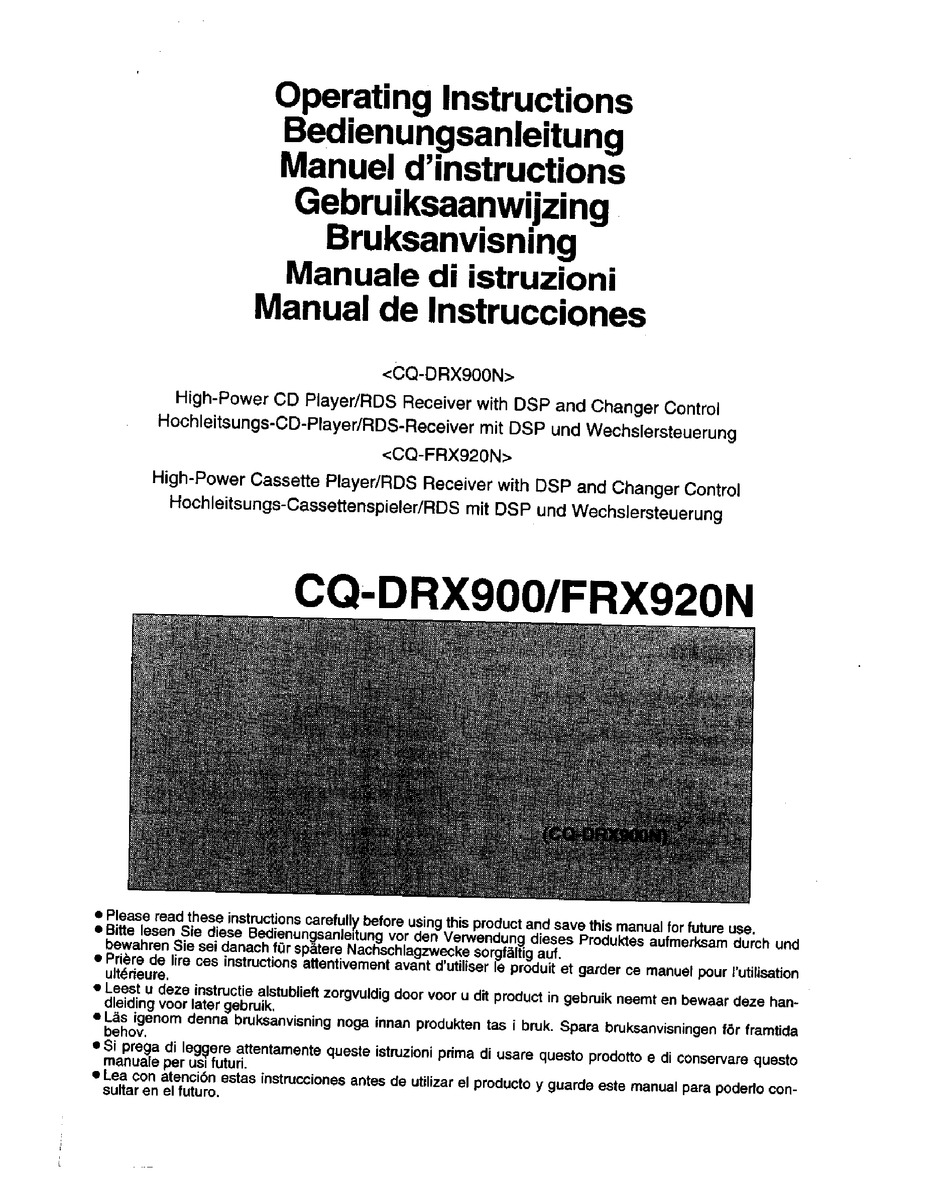 PANASONIC CQ-DRX900 OPERATING INSTRUCTIONS MANUAL Pdf Download | ManualsLib
