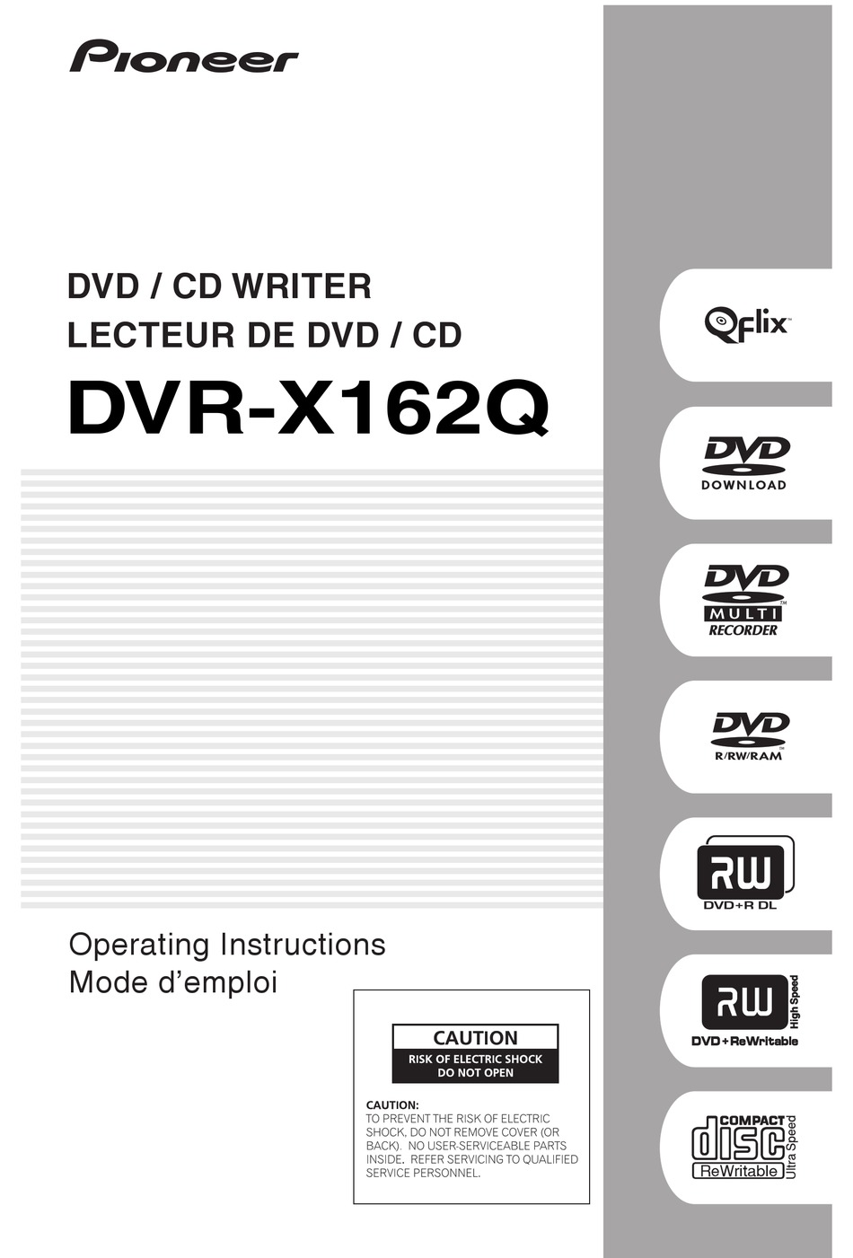 PIONEER DVRX162Q OPERATING INSTRUCTIONS MANUAL Pdf Download ManualsLib