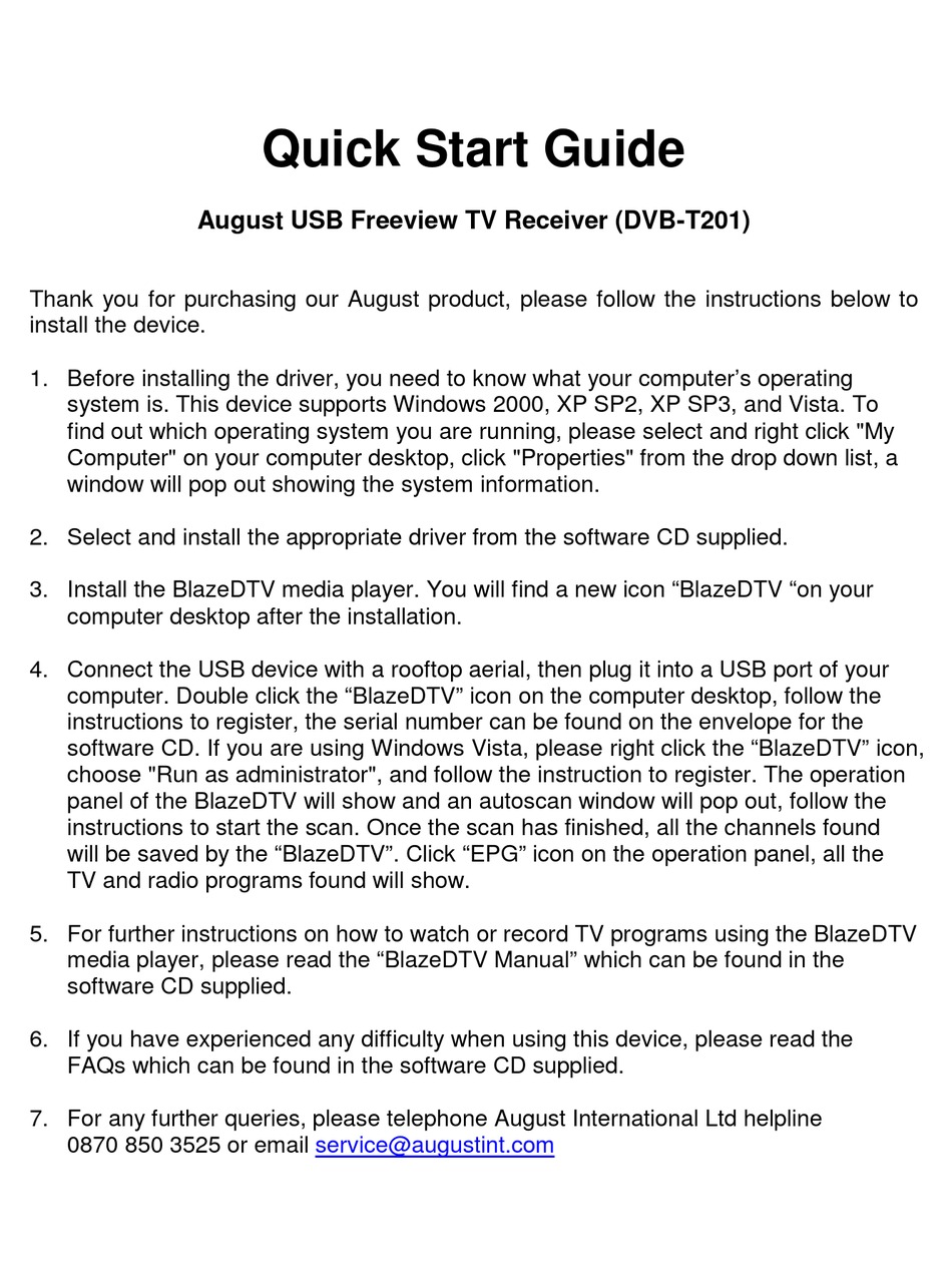DVB-T202 USB Freeview TV Receiver & Recorder