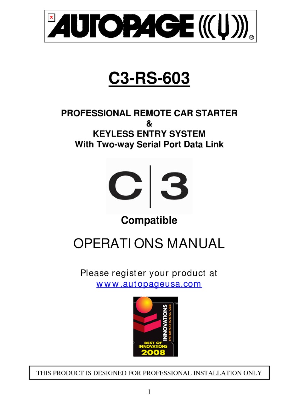 AUTOPAGE C3-RS-603 OPERATION MANUAL Pdf Download | ManualsLib