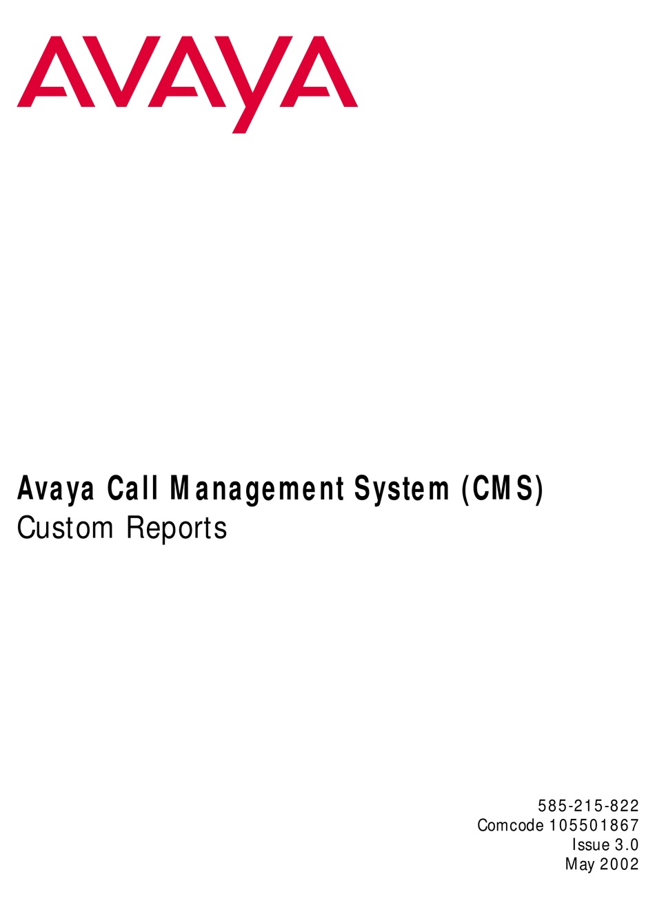 AVAYA CALL MANAGEMENT SYSTEM CUSTOM REPORTS Pdf Download | ManualsLib