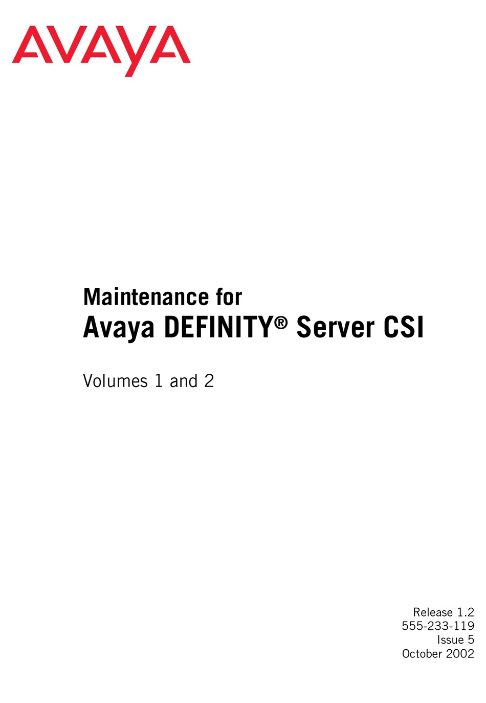 AVAYA DEFINITY SERVER CSI MAINTENANCE MANUAL Pdf Download | ManualsLib