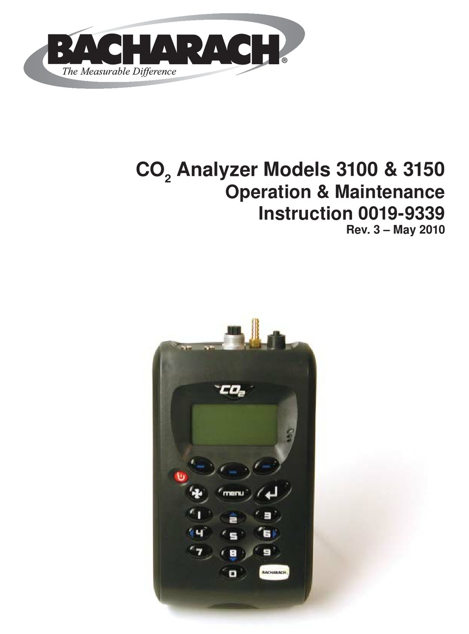 BACHARACH CO2 ANALYZER 3150 OPERATION & MAINTENANCE INSTRUCTIONS MANUAL