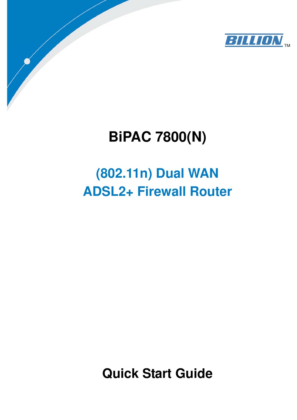 Billion Bipac 7800 N Quick Start Manual Pdf Download Manualslib