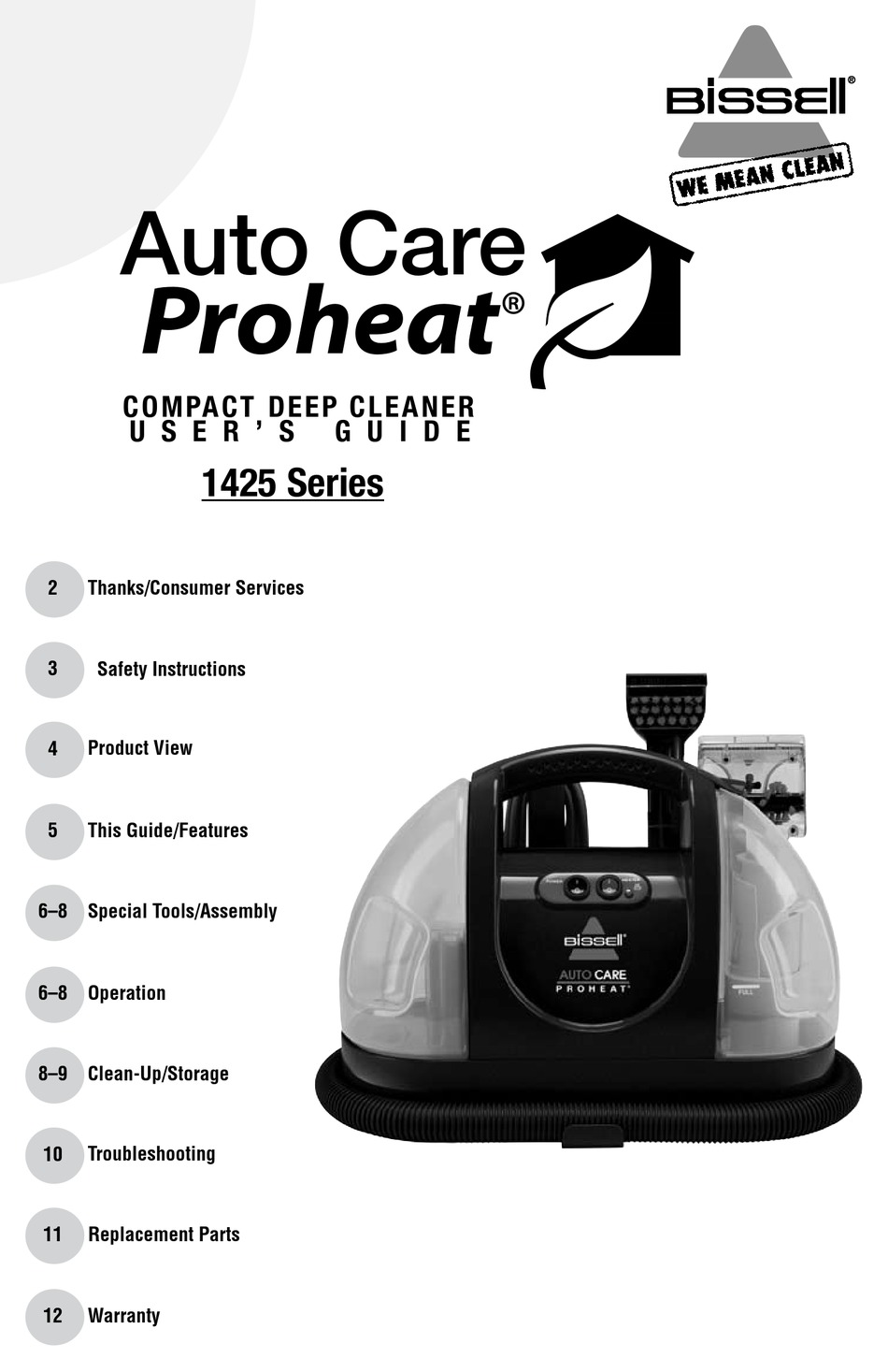 BISSELL AUTO CARE PROHEAT 1425 SERIES 