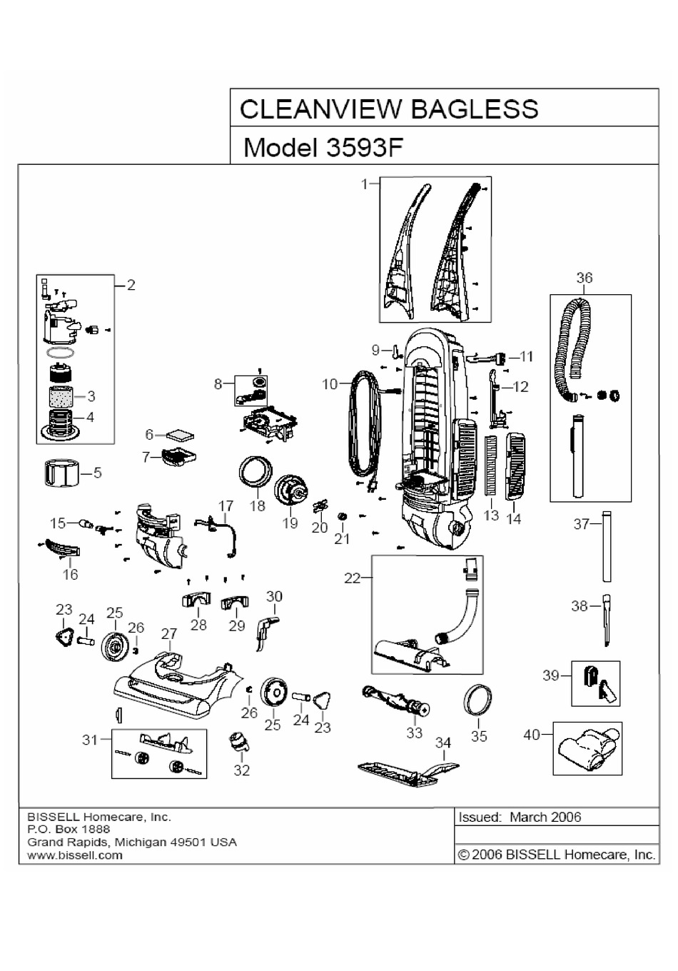 BISSELL CLEANVIEW 3593F PARTS MANUAL Pdf Download | ManualsLib