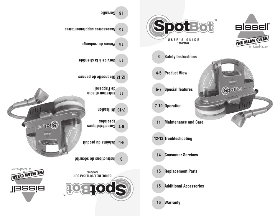 BISSELL SPOTBOT 1200 USER MANUAL Pdf Download ManualsLib