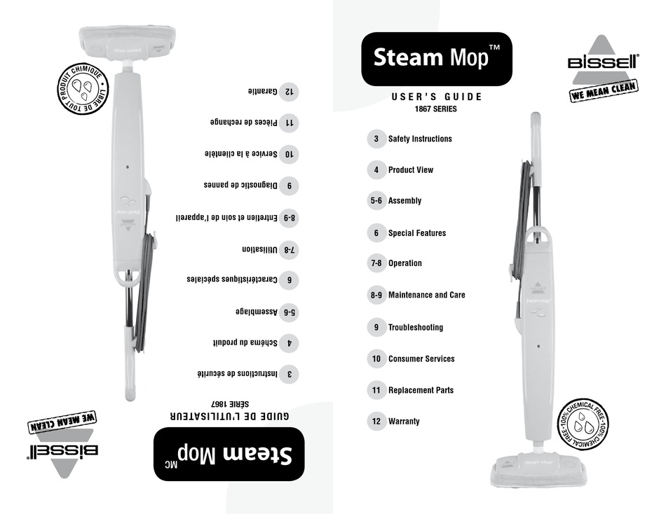 BISSELL STEAM MOP 1867 SERIES USER MANUAL Pdf Download | ManualsLib