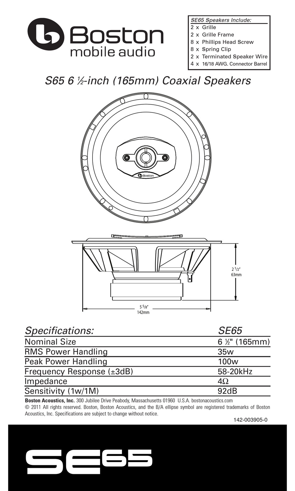 BOSTON ACOUSTICS S65 SPECIFICATIONS Pdf Download | ManualsLib