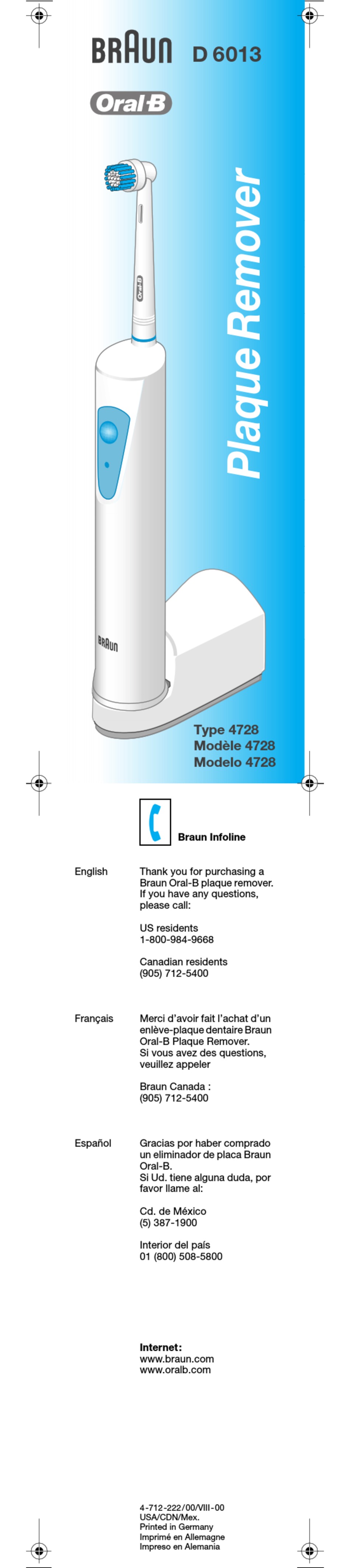 BRAUN ORAL-B D6013 USER MANUAL Pdf Download | ManualsLib