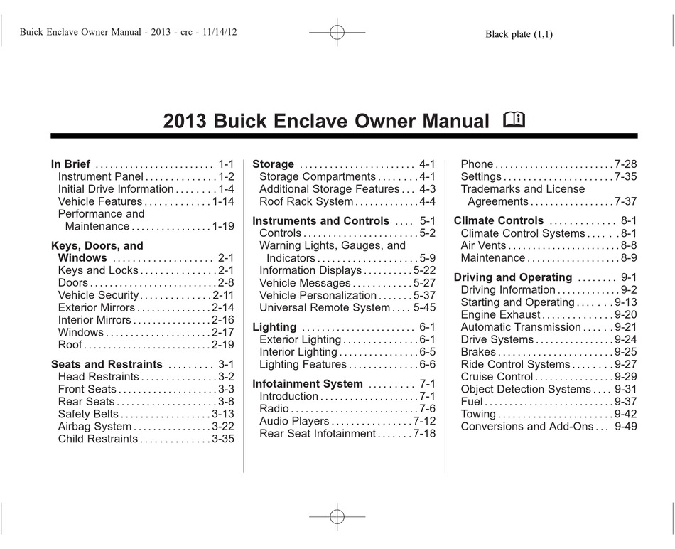 BUICK ENCLAVE OWNER'S MANUAL Pdf Download ManualsLib