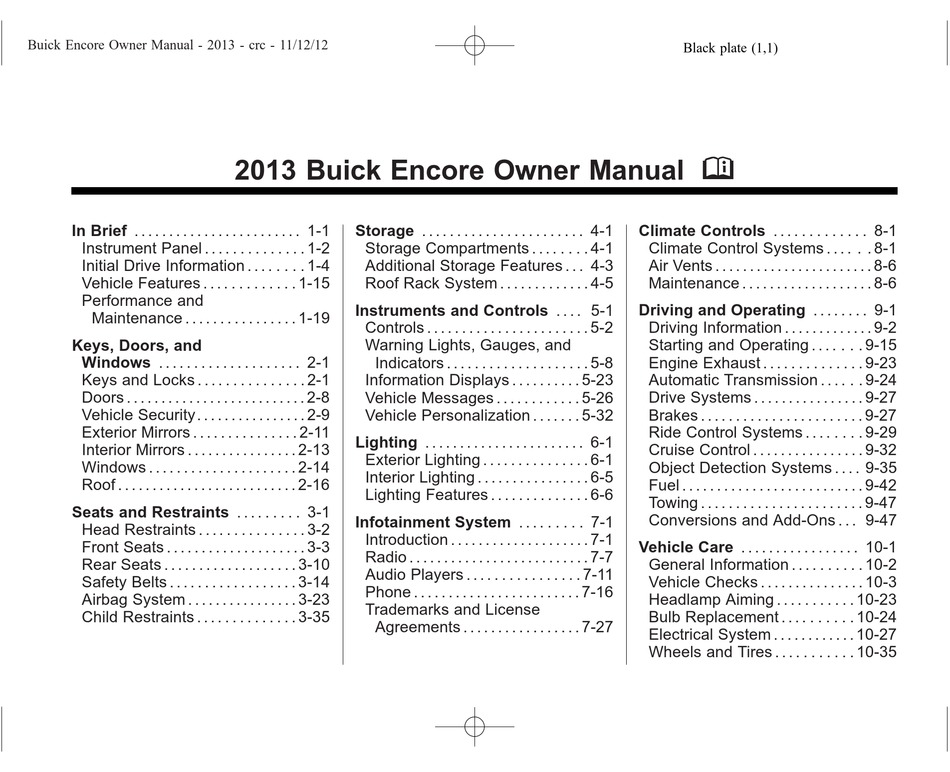 BUICK ENCORE OWNER'S MANUAL Pdf Download ManualsLib