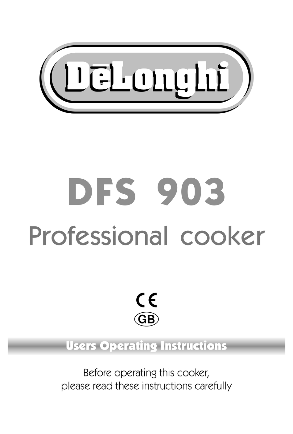 DELONGHI DFS 903 USER OPERATING INSTRUCTIONS MANUAL Pdf Download