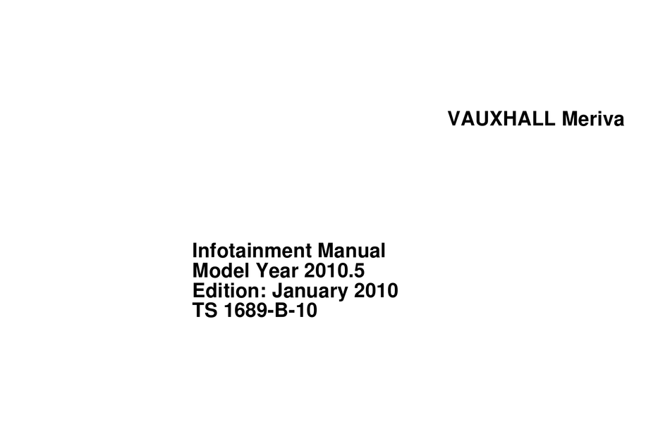 VAUXHALL MERIVA INFOTAINMENT MANUAL Pdf Download | ManualsLib