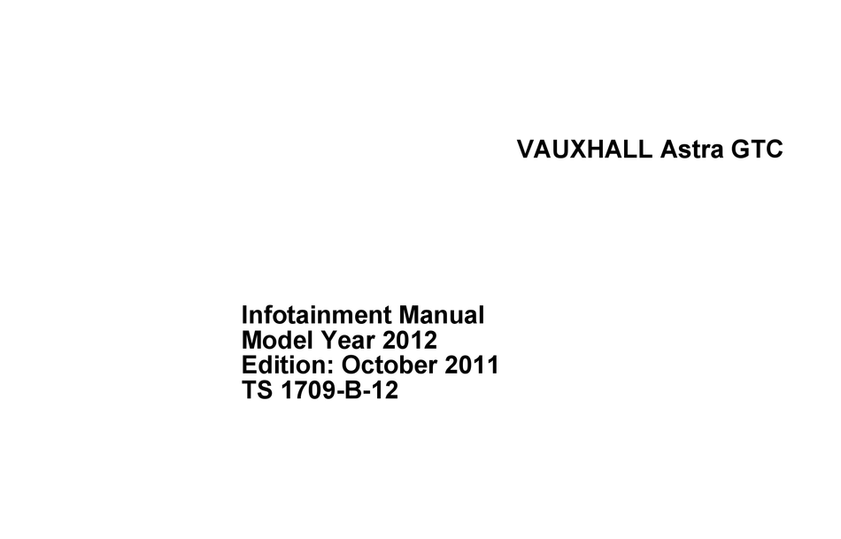 VAUXHALL ASTRA GTC INFOTAINMENT MANUAL Pdf Download | ManualsLib