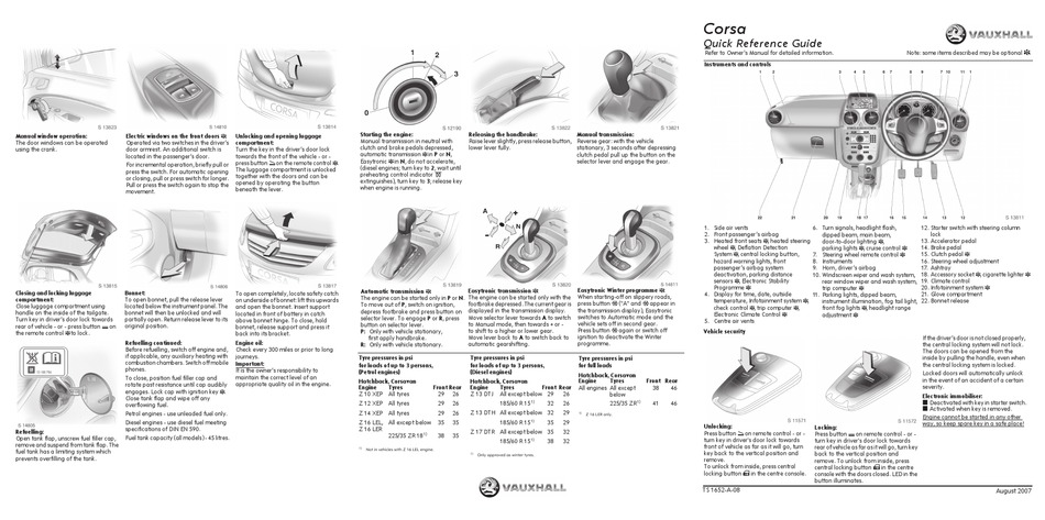 VAUXHALL CORSA QUICK REFERENCE MANUAL Pdf Download | ManualsLib