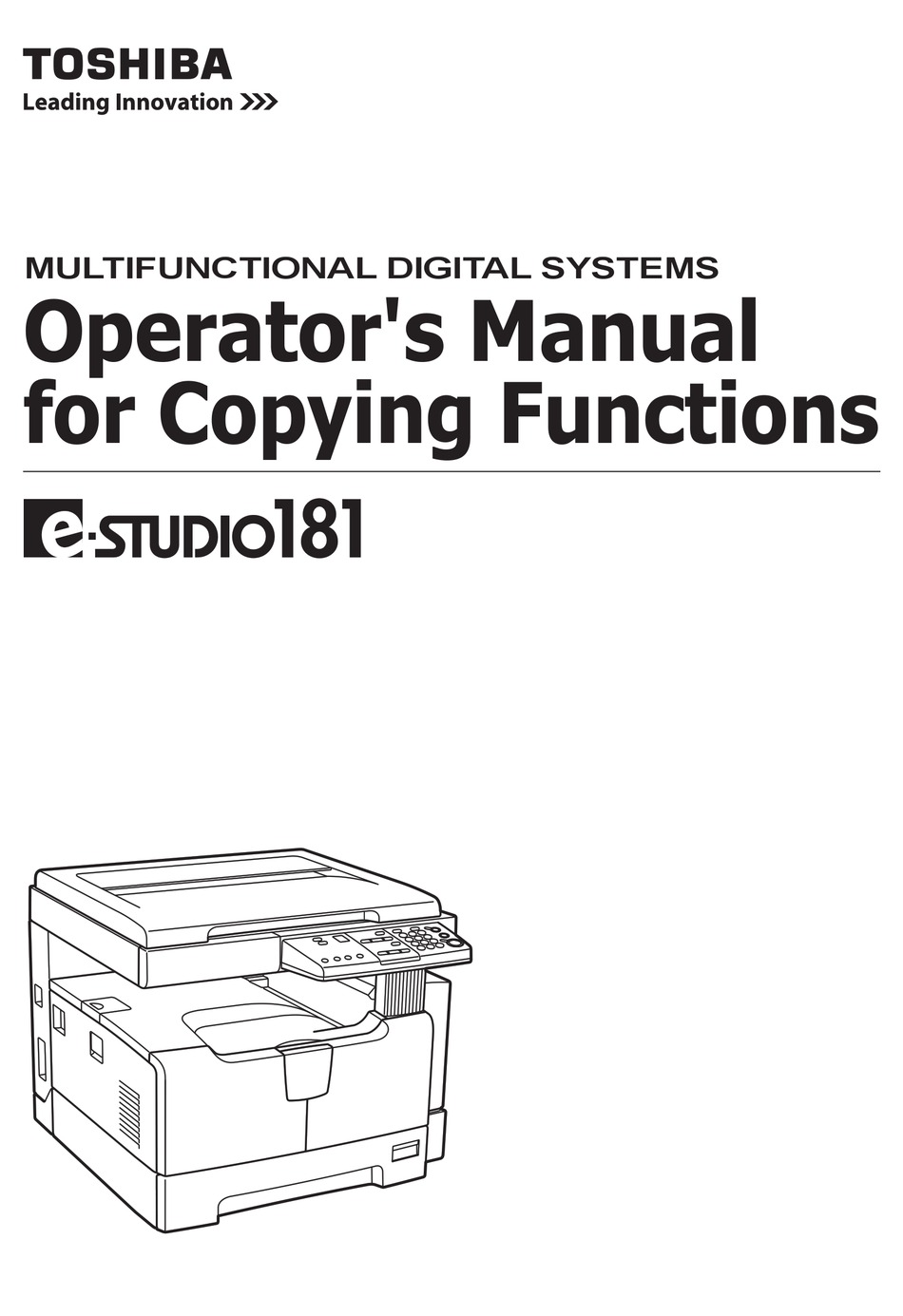 Toshiba E Studio181 Operator S Manual Pdf Download Manualslib