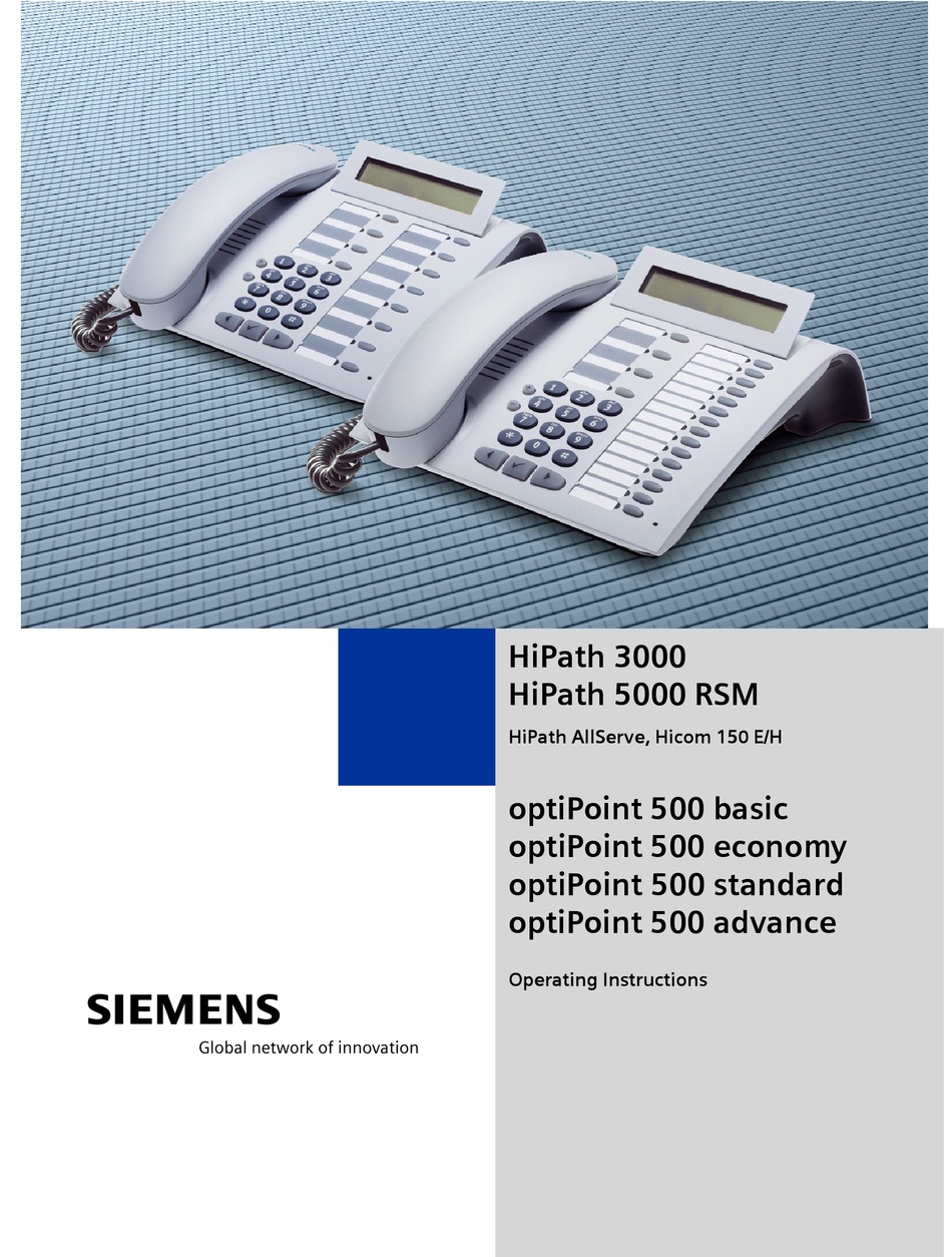 SIEMENS HIPATH SERIES OPERATING INSTRUCTIONS MANUAL Pdf Download ...