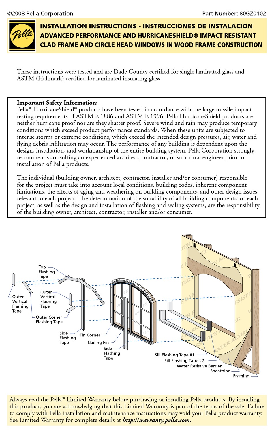 PELLA 80GZ0102 INSTALLATION INSTRUCTIONS MANUAL Pdf Download ManualsLib