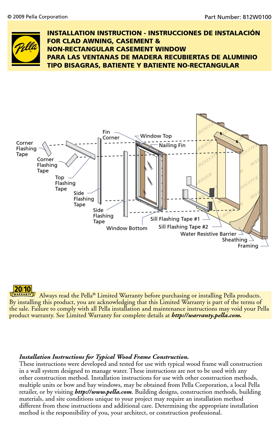PELLA 812WO100 INSTALLATION INSTRUCTIONS MANUAL Pdf Download ManualsLib