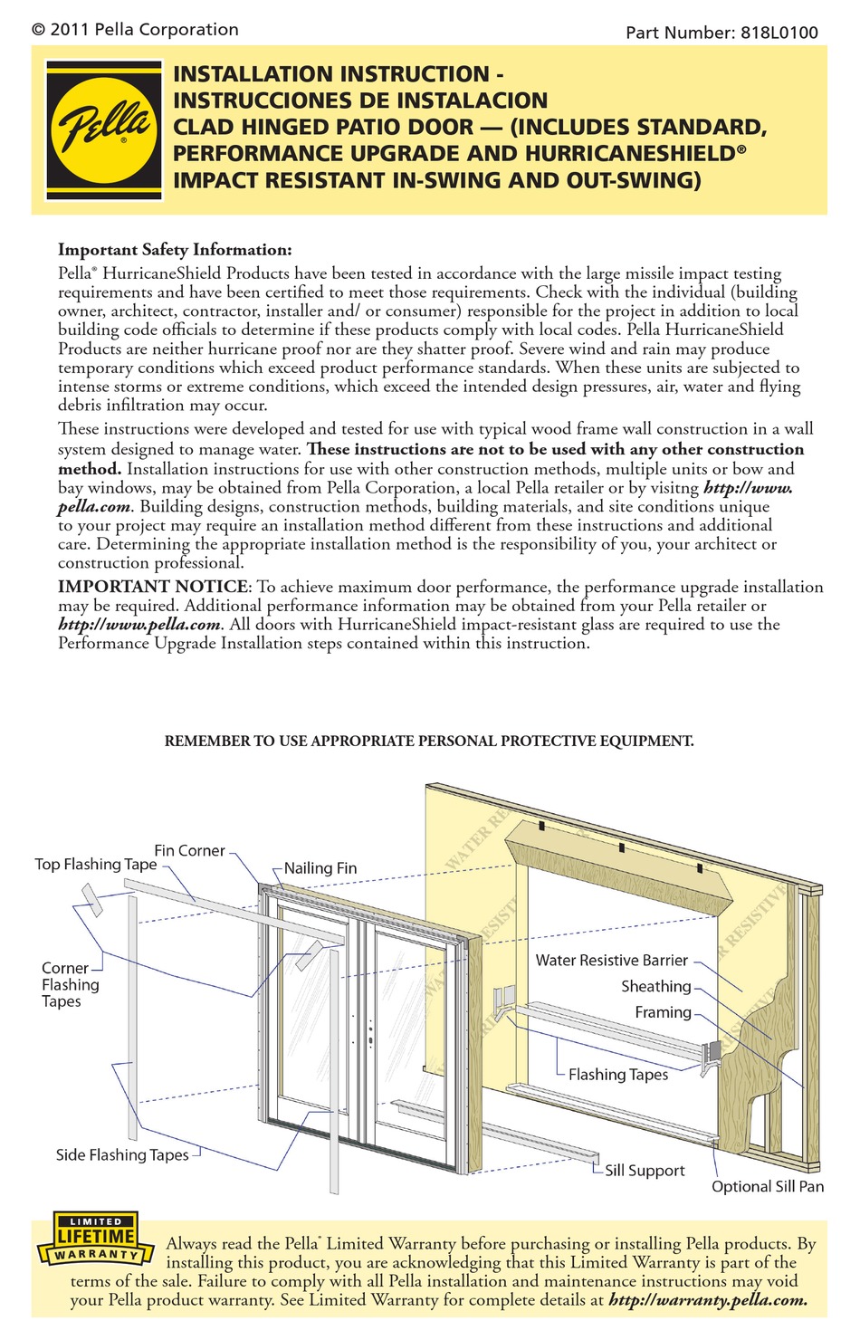 PELLA 818L0100 INSTALLATION INSTRUCTIONS MANUAL Pdf Download ManualsLib