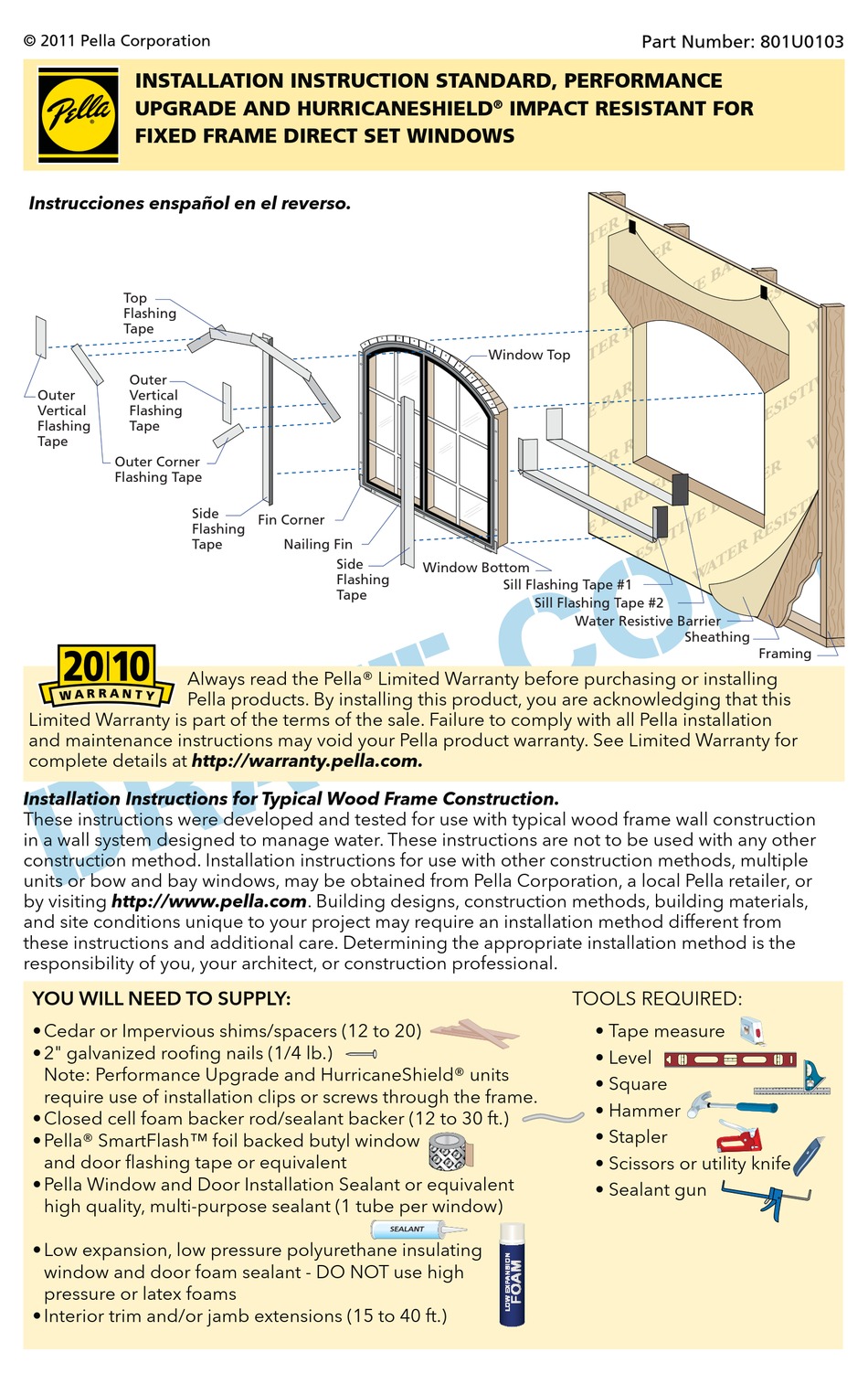 PELLA 801U0103 INSTALLATION INSTRUCTIONS MANUAL Pdf Download ManualsLib