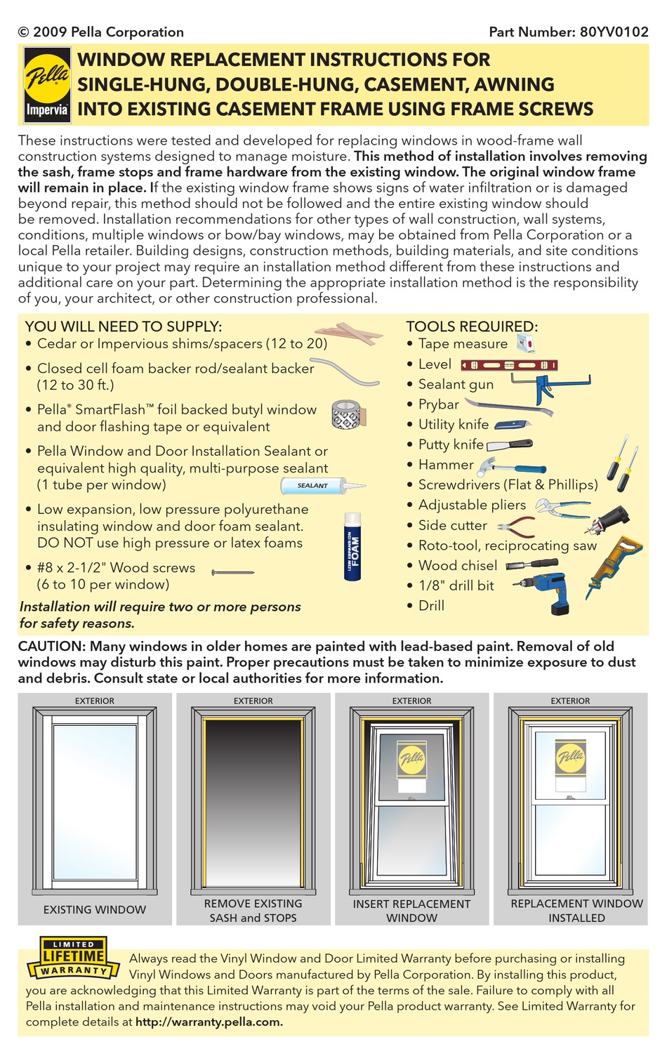 Pella 80yv0102 Replacement Instructions Manual Pdf Download Manualslib