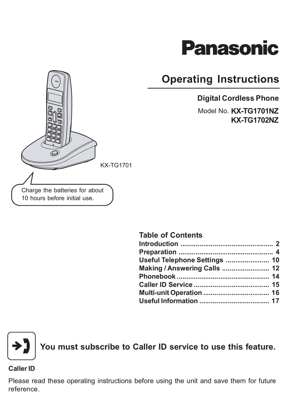 panasonic cordless phone user manual