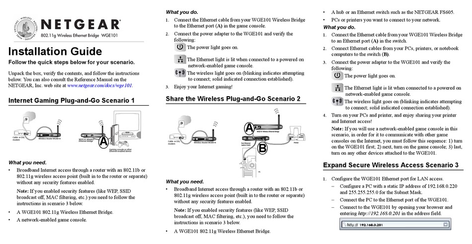 Netgear Wge101 Installation Manual Pdf Download Manualslib