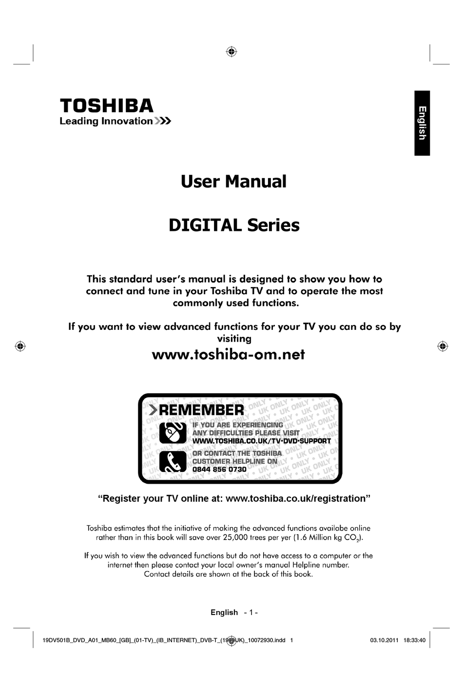 Toshiba 19dv501b Owner S Manual Pdf Download Manualslib