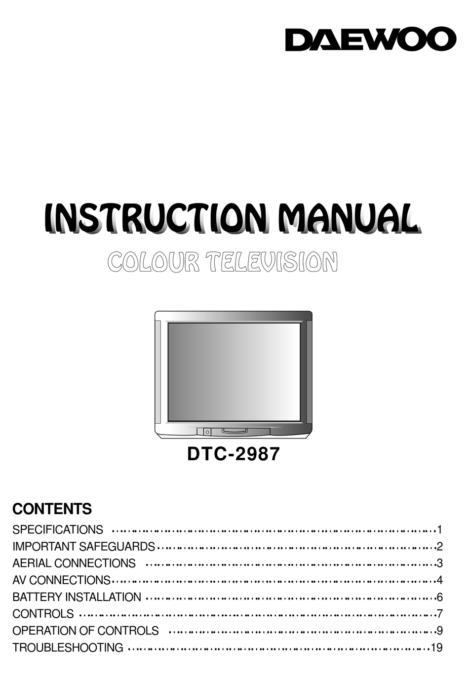DAEWOO DTC-2987 INSTRUCTION MANUAL Pdf Download | ManualsLib