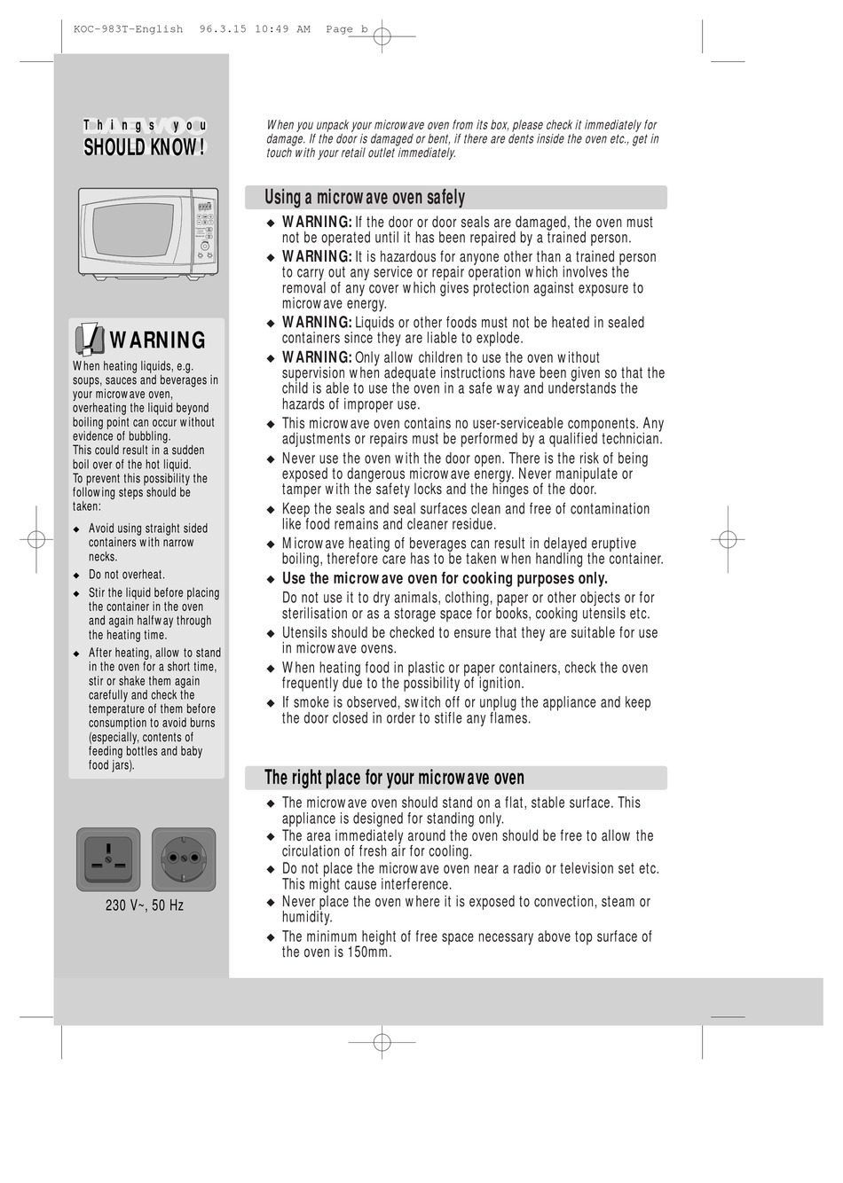 DAEWOO KOC-983T INSTRUCTION MANUAL Pdf Download | ManualsLib